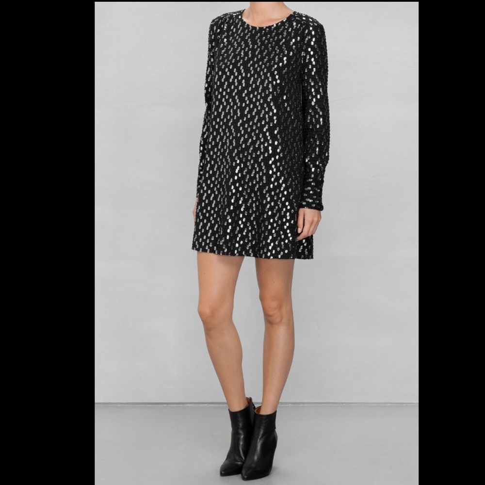 & other stories silk metallic dot  mini dress